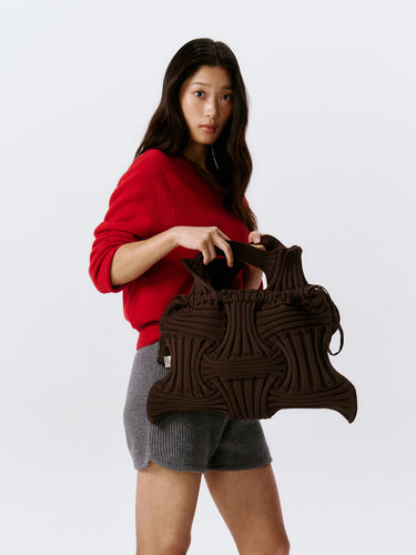Pleatsmama Big Bow Bag Deep Brown